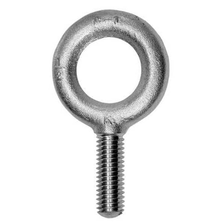 Eye Bolt Without Shoulder, 7/8"-9, 6 in Shank, 1-11/16 in ID, Steel, Plain