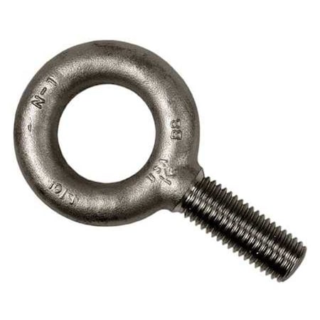 Eye Bolt Without Shoulder, 3/8"-16, 6 in Shank, 1 in ID, Steel, Plain