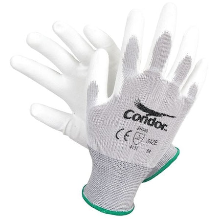 Coated Gloves, Polyurethane, Smooth, Palm, 3 Abrasion Level, White, XL (10) 1 PR