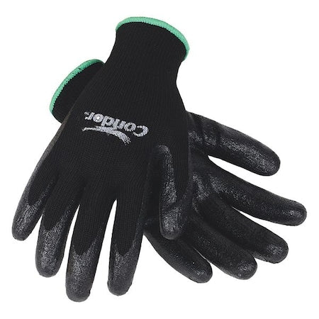 Coated Gloves, Nitrile, Smooth, Palm, 3 Abrasion Level, White, L (9) 1 PR