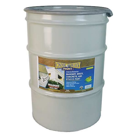 Exterior Paint, Flat, Water Base, Tan, 55 gal