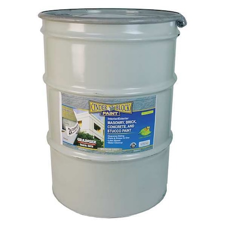 Exterior Paint, Flat, Water Base, Medium Gray, 55 gal