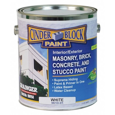 Exterior Paint, Flat, Water Base, White, 1 gal