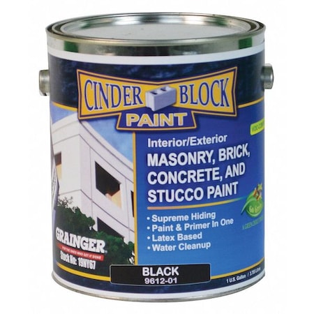 Exterior Paint, Flat, Water Base, Black, 1 gal