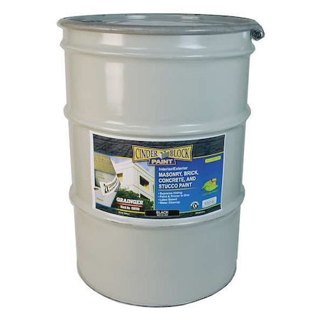 Exterior Paint, Flat, Water Base, Black, 55 gal