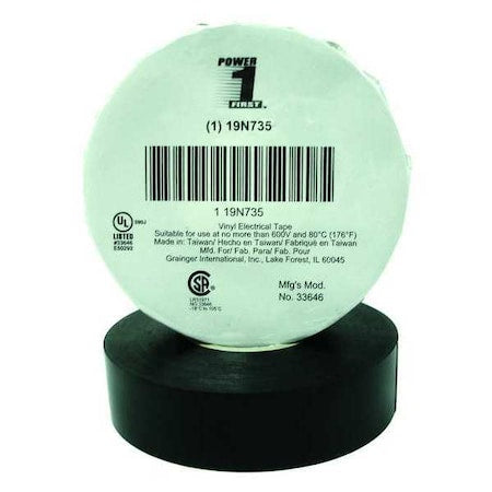 Insulating Electrical Tape, 3/4" W x 66 ft. L, 7 mil Thick, Black, 1Pk