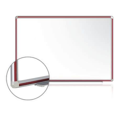Dry Erase Board, Porcelain, 36 in, 48 in, Aluminum Frame, White, Matte