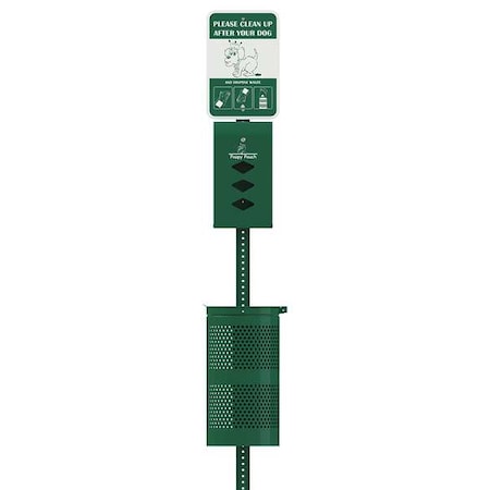 Pet Waste Station, Vertical, Green, 17 gal.