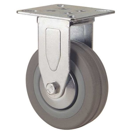 Plate Caster, Rigid, Rubber, 2 in., 110 lb.