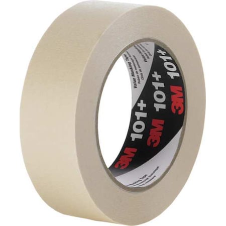 Masking Tape, 12 mm W x 55 m L, 5.1 mil Thick, Tan, Rubber Adhesive, 72 PK