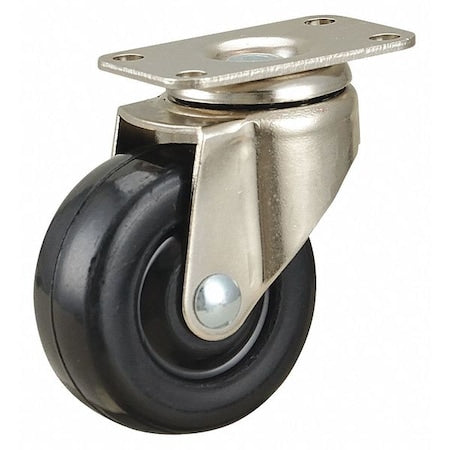 Swivel Plate Caster, Rubber, 2 in., 75 lb.