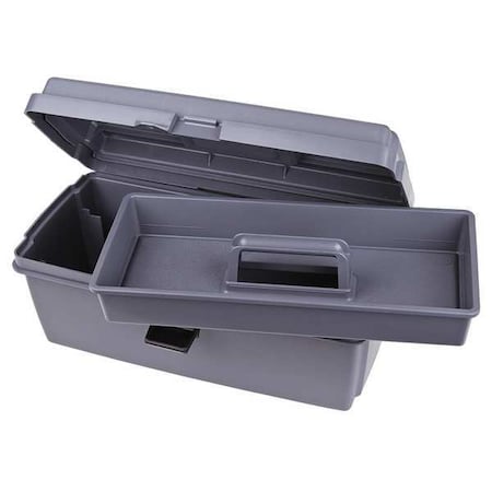Tool Box, Plastic, Gray, 16 in W x 9 in D x 7 in H