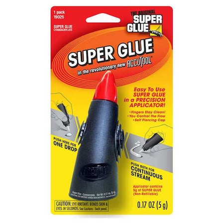 Instant Adhesive, Accutool Series, Clear, 0.17 oz, Tube