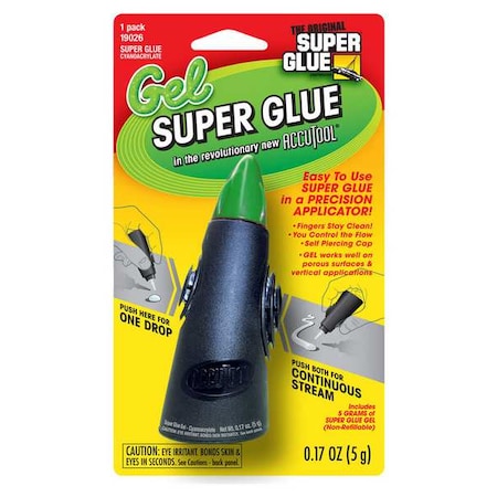 Instant Adhesive, Accutool Series, Clear, 0.17 oz, Tube