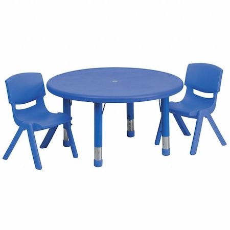 Round Activity Table, Plastic, Steel, Blue
