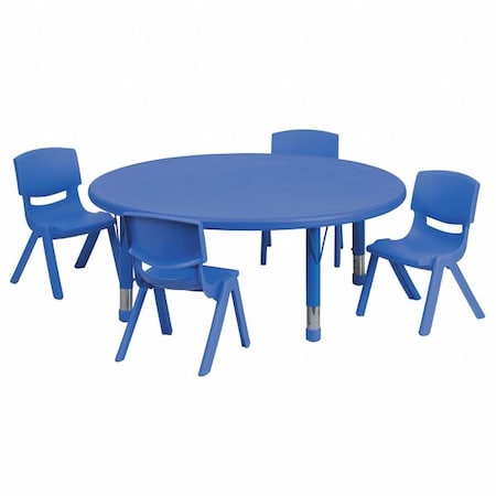 Round Activity Table, Plastic, Steel, Blue