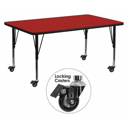 Rectangle Actvt Table, Rect, Red, Lckng Cstrs, 30"x72", Laminate, Red