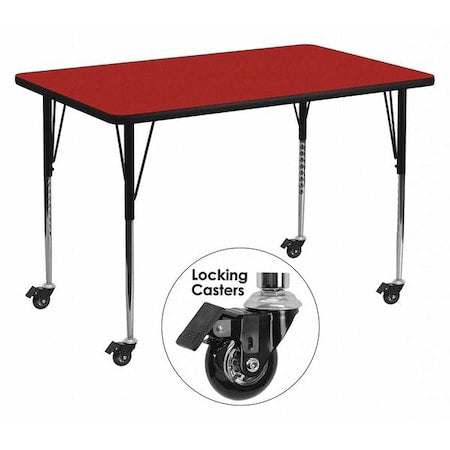 Rectangle Actvt Table, Rect, Red, Lckng Cstrs, 36"x72", Laminate, Red