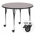 Round Actvity Table, Round, Gray, Lckng Cstrs, 42", Laminate, Grey