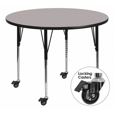 Round Actvity Table, Round, Gray, Lckng Cstrs, 42", Laminate, Grey