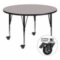 Round Actvity Table, Round, Gray, Lckng Cstrs, 42", Laminate, Grey