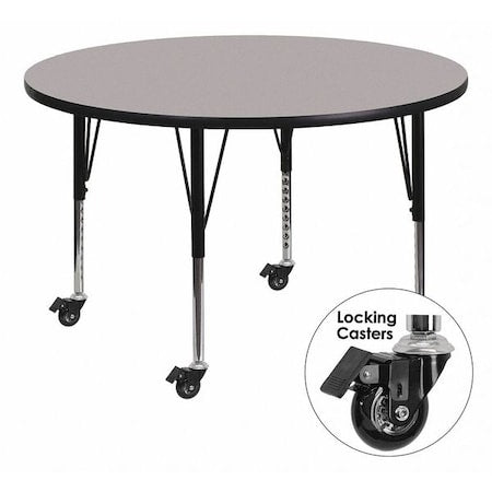 Round Actvity Table, Round, Gray, Lckng Cstrs, 42", Laminate, Grey
