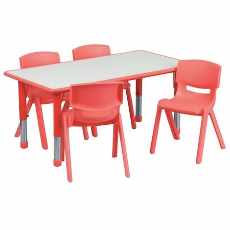 Rectangle Table Set, Plastic, Steel, Grey