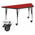 Trapezoid Activity Table, Chrome, Laminate, Particleboard, Steel, Red