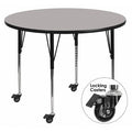 Round Actvity Table, Round, Gray, Lckng Cstrs, 42", Laminate, Grey