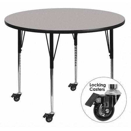 Round Actvity Table, Round, Gray, Lckng Cstrs, 42", Laminate, Grey