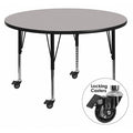 Round Actvity Table, Round, Gray, Lckng Cstrs, 42", Laminate, Grey