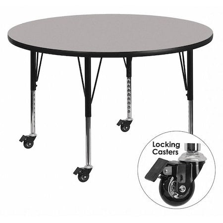 Round Actvity Table, Round, Gray, Lckng Cstrs, 42", Laminate, Grey
