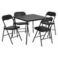 Square Folding Table, 33.5" W, 33.5" L, 27.75" H, Vinyl Top, Black