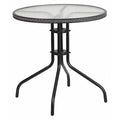 Round Glass Table, Gray Rattan Edging, Round, 28", Aluminum, Glass, Metal, Plastic, Rattan, Steel