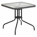 Square Glass Table, Gray Rattan Edging, Sqr, 28", Aluminum, Glass, Metal, Plastic, Rattan, Steel