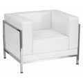 Hercules Imagination Chair, White Back, 35 in W 28-3/4" L 27-1/4" H, Track, Leather Seat
