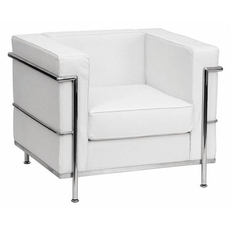 Hercules Regal Chair, White Back, 35 in W 28-1/2" L 27-1/2" H, Straight, Leather Seat
