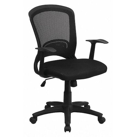 Mesh Contemporary Chair, 17-3/4" to 22-3/4", Fixed Arms, Black