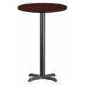 Round Mahogany Laminate Table w/Rnd Base, 24", Mahogany