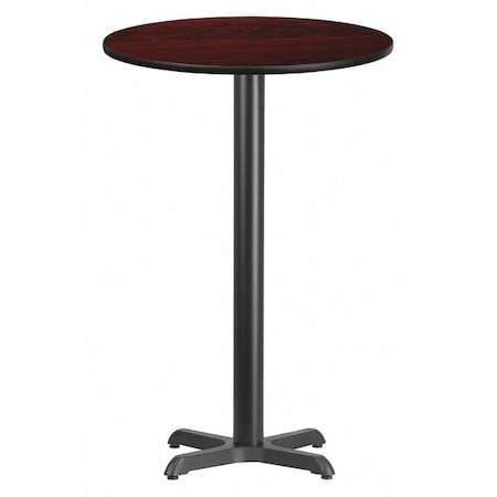 Round Mahogany Laminate Table w/Rnd Base, 24", Mahogany