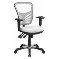 Contemporary Chair Mid-Back Exec Chair, White, Adjustable Arms, 18" to 23" Height, Mesh, White