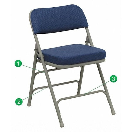 Fabric Folding Chr, Navy, 2.5" Padded Seat