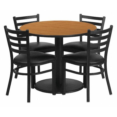 Round Natural Laminate Table, 36" W, 36" L, 30" H, Laminate Top, Wood Grain