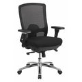 Contemporary Chair Mid-Back, 24/7 Use, 350 lb. Capacity, Black, Adjustable Arms, 20-1/2" to 24" Height