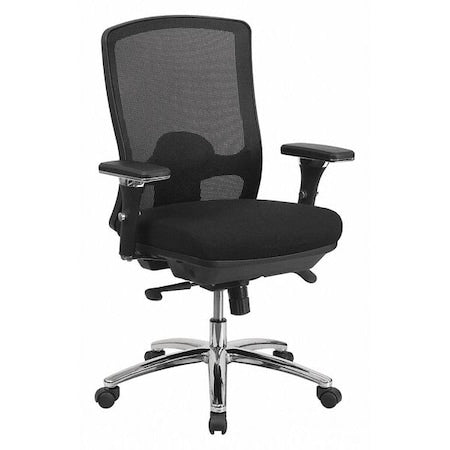 Contemporary Chair Mid-Back, 24/7 Use, 350 lb. Capacity, Black, Adjustable Arms, 20-1/2" to 24" Height