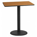 Rectangle Ntural Lam Table, Rect w/Rnd Base, 30"x42", 30" W, 42" L, 43.125" H, Laminate Top