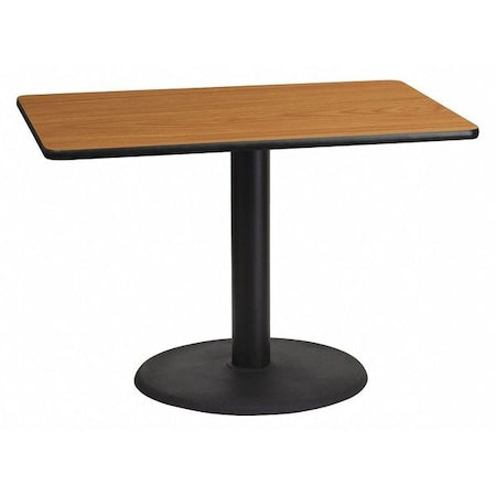 Rectangle Ntural Lam Table, Rect w/Rnd Base, 30"x42", Laminate Top, Wood Grain