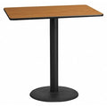 Rectangle Ntural Lam Table, Rect w/Rnd Base, 30"x48", Laminate Top, Wood Grain