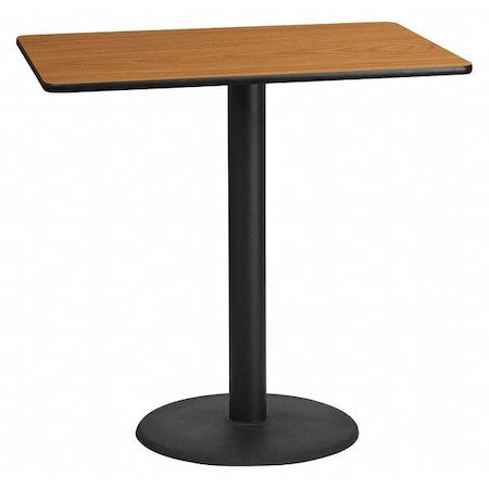 Rectangle Ntural Lam Table, Rect w/Rnd Base, 30"x48", Laminate Top, Wood Grain