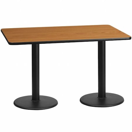 Rectangle Natr Lam Table, Rctngl w/Rnd Base, 30"x60", Laminate Top, Wood Grain